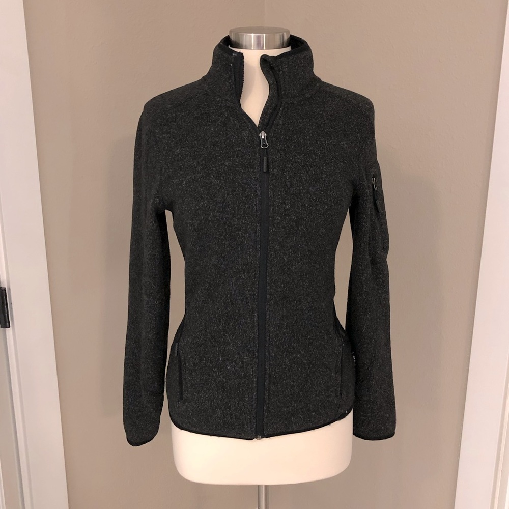 Stoic Dark Charcoal Knit Full-Zip Fleece-y Jacket Coat